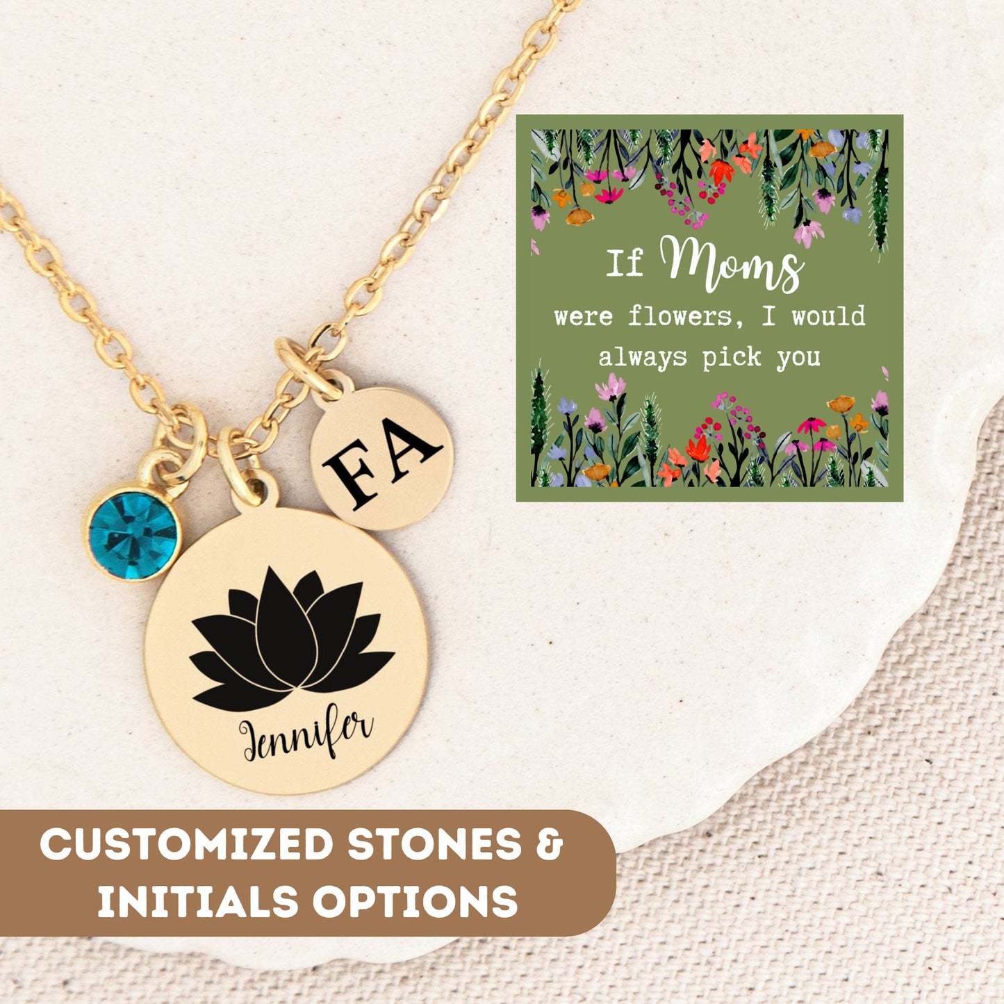 Personalized Necklace For Mom Gift, Mom Necklace With Kids Names, Lotus Flower Pendant Gift, Lotus Flower Necklace, Mom Jewelry, Mom Gift