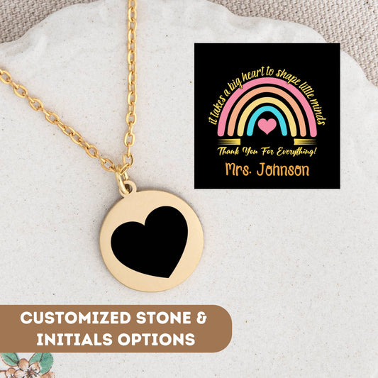 Personalized Teacher Necklace Gift, Teacher Gift, Teacher Appreciation, Gift for Teacher from Student, Teacher Pendant Gift, Teacher Charm