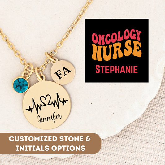 Personalized Oncology Necklace Gift, Cancer Nurse Gift, Oncology Pendant, Oncology Charm, Gift For Cancer Nurse, Necklace For Oncology Nurse