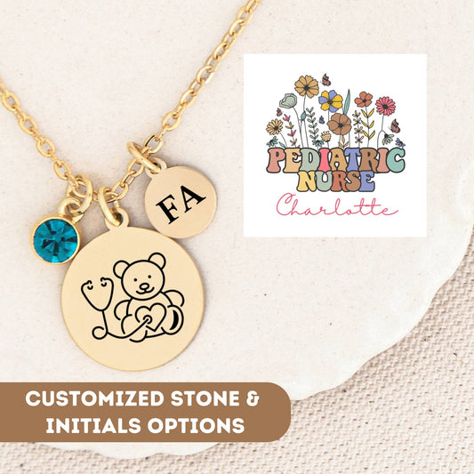 Personalized Pediatric Necklace Gift, Custom Pediatric Nurse Gift, Pediatric Nurse Pendant, Pediatric Nurse Charm, Gift For Pediatric Nurse