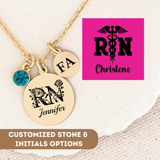 Registered Nurse Necklace, Rn Nurse Gift, RN Necklace, Registered Nurse Pendant, Rn Charm, Rn Necklace, RN Jewelry, RN Stethoscope Gift