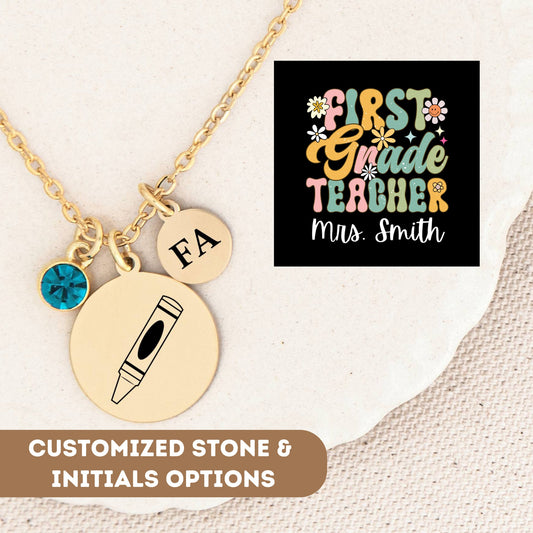 First Grade Teacher Necklace, 1st Grade Teacher Gift, 1st Grade Teacher Appreciation, First Grade Thank You Gift, 1st Grade Teacher Charm