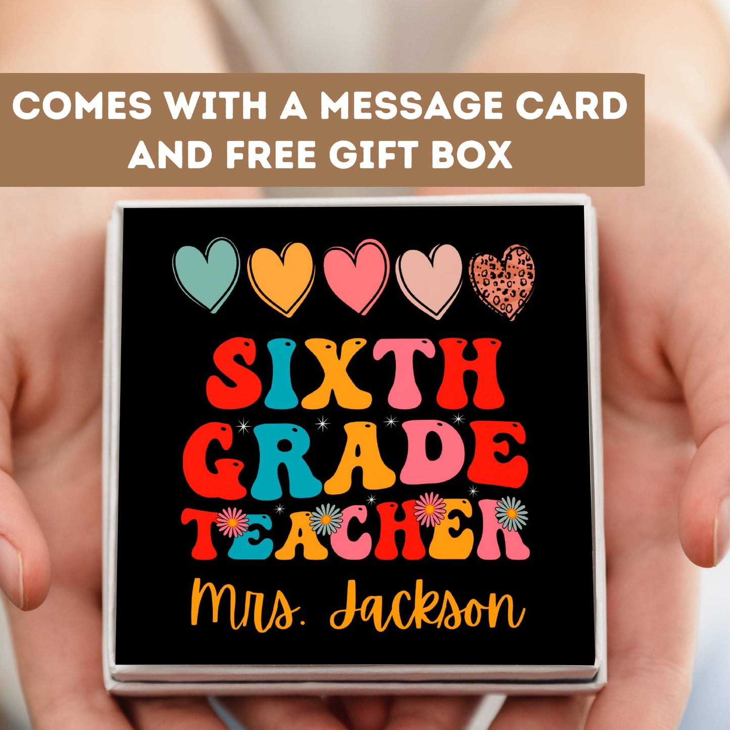 Sixth Grade Teacher Necklace, 6th Grade Teacher Pendant, 6th Grade Teacher Appreciation, 6th Grade Teacher Charm, 6th Grade End Of School
