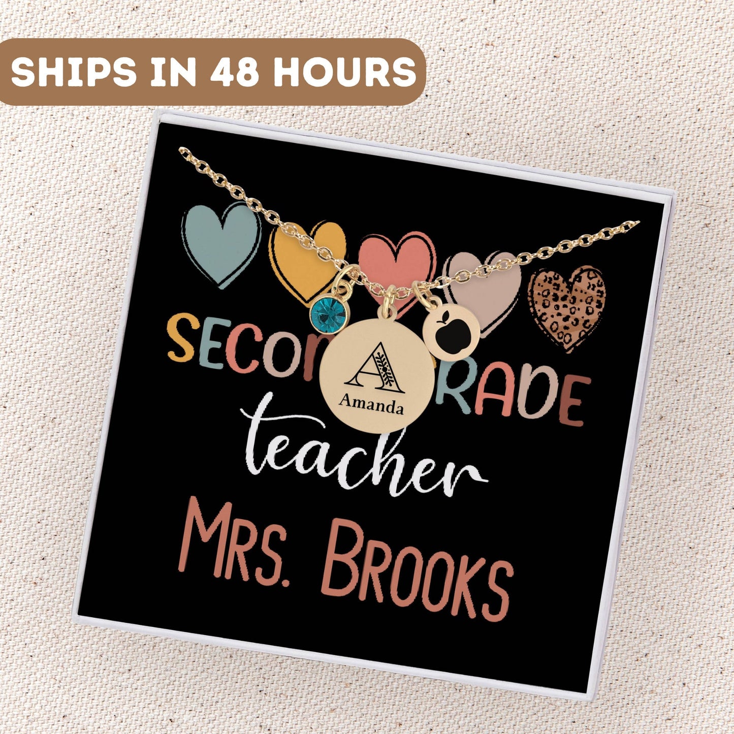 Second Grade Teacher Necklace, 2nd Grade Teacher Gift, 2nd Grade Thank You Teacher, 2nd Grade Teacher Charm, 2nd Grade Teacher Appreciation