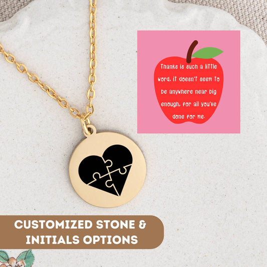 Personalized Teacher Necklace Gift, End Of Year Teacher Gift, Teacher Charm, Teacher Appreciation Gift, Teacher Pendant, Thank You Teacher