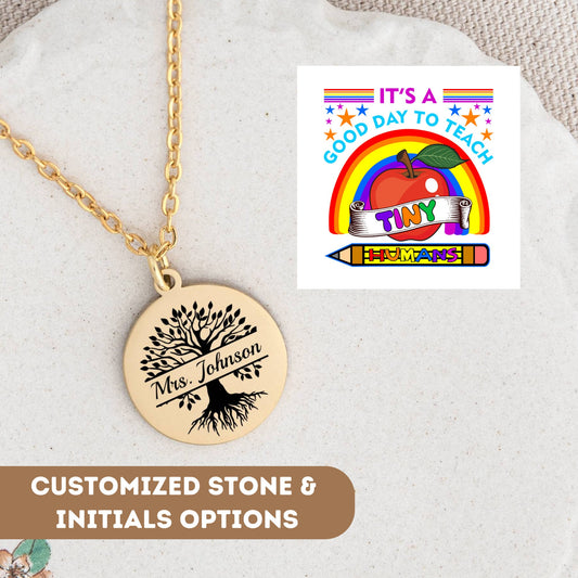 Personalized Teacher Necklace Gift, Funny Teacher Necklace Gift, Thank You Teacher Appreciation Pendant, Back To School End Of Year Charm