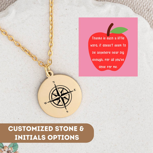 Personalized Teacher Necklace Gift, Gift For Teacher, Teacher Appreciation Gift, Teacher Pendant, Thank You Teacher Gift, Teacher Charm
