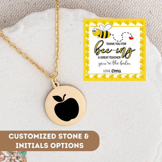 Personalized Teacher Necklace, Bee Teacher Gift, Beeing Teacher Appreciation Gift, End Of Year Teacher Gift, Teacher Pendant, Teacher Charm