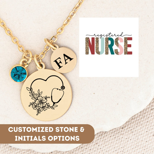 Registered Nurse Necklace, Nurse Week, RN Gift, Nursing Student, Nurse Necklace, Nurse Pendant, Nurse Charm, RN Graduation, Stethoscope Gift