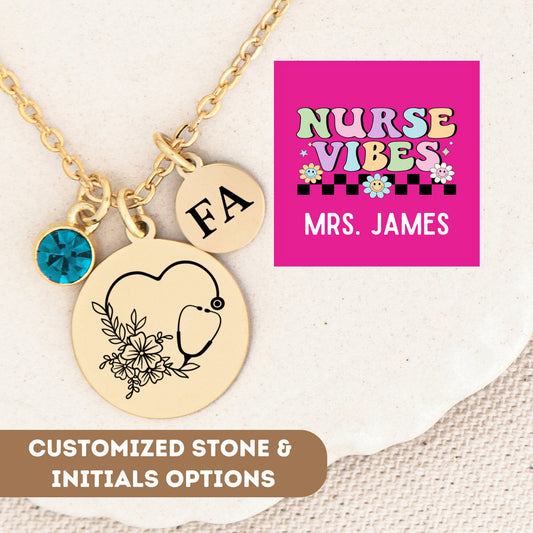 Personalized Registered Nurse Necklace, RN Gifts, Nurse Jewelry, Nurse Gift For Women, Nursing Graduation Gift, Nurse Pendant, Nurse Charm
