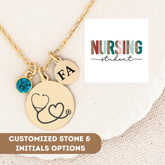 Nursing Student Necklace, Gift For Nursing Student, Medical Students Charm, Medical Student Graduation, Stethoscope Charm, Nurse Pendant