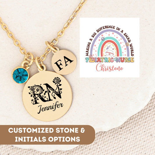 Personalized Pediatric Nurse Necklace, Nurse Gift, Nurse Graduation, Nursing Student, RN Gift, RN Necklace, Nurse Charm, Nurse Pendant Gift