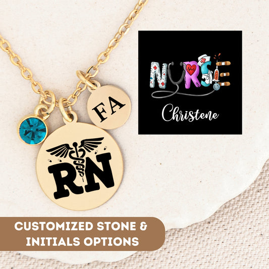 Personalized Nurse Necklace, RN Graduation Gifts, RN Gift, Nurse Pendant, Cute Nurse Gift, Nurse Charm, Nurse Graduation Gift, Nurse Jewelry