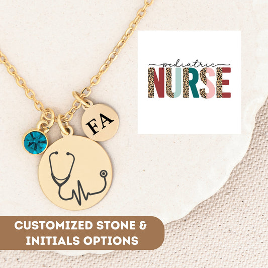 Pediatric Nurse Necklace, Gift For Pediatric Nurse, Nurse Week, Nurse Gift, Stethoscope Gift, Nurse Graduation, Nurse Pendant, Nurse Charm