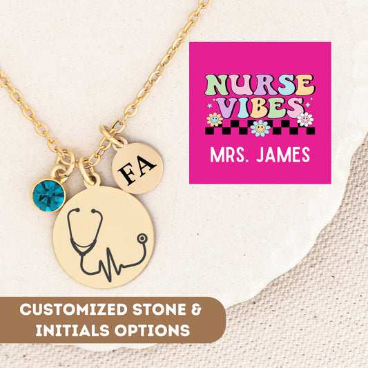 Personalized Registered Nurse Necklace, Rn Gift, Nurse Jewelry, Stethoscope Charm, RN Graduation Gift, Nurse Pendant, Nurse Charm, RN Gift
