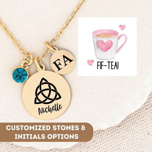 Personalized Mom Necklace Gift, Custom Fif-Tea Mom Necklace, Mom Gift, Mom Necklace, Mom Jewelry, Butterfly Pendant Charm, Tea Lover Gift