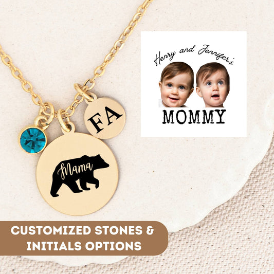 Personalized Necklace for Mom Gift, Bear Lovers Gift, Mama Bear Necklace, Mama Bear Gift, Mom Pendant, Gift For Mom, Mothers Gift, Mom Gift