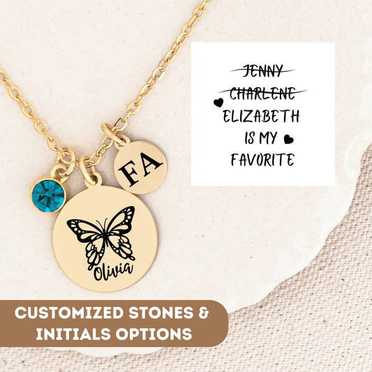 Personalized Mom Butterfly Gift, Custom Mom Necklace, Mom Puzzle Gift, Mom gift, Mom necklace silver, Mom jewelry. Favorite Child Mom Charm