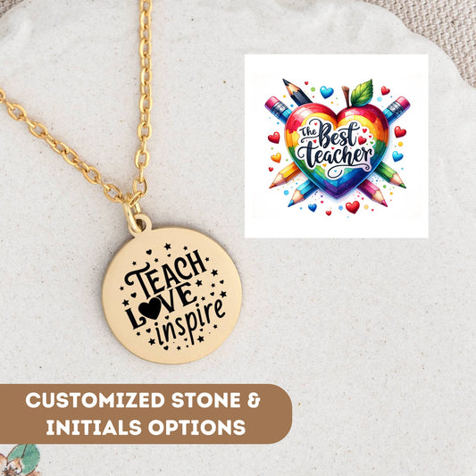 Personalized Teacher Necklace Gift, Best Teacher Charm, Teacher Jewelry, Teacher Pendant, Teacher Appreciation Gift, Thank You Teacher Gift