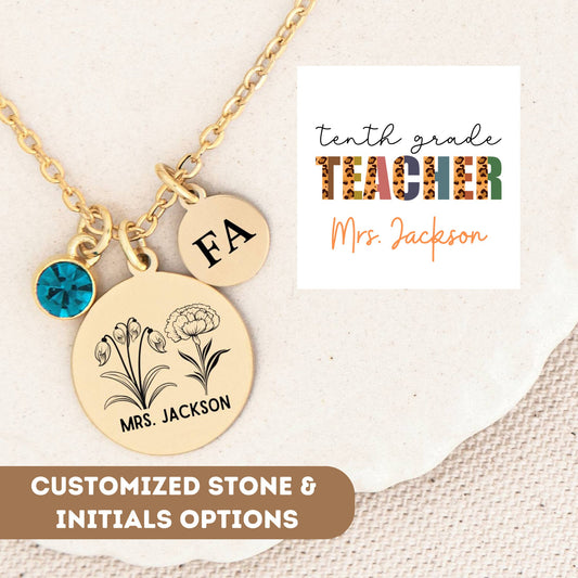 Tenth Grade Teacher Necklace, 10th Grade Teacher Pendant, 10th Grade Thank You Teacher, 10th Grade Teacher Charm, 10th Grade High School