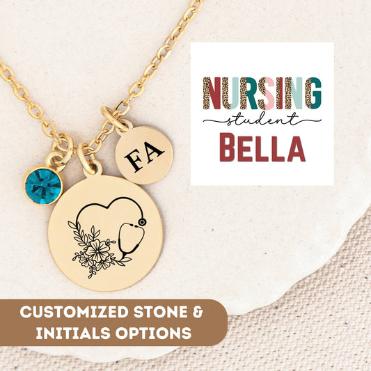 Personalized Nursing Student Necklace Gift, Future Nurse Gift, Nursing School Gift, Nursing School Charm, Nursing Student Appreciation Gift