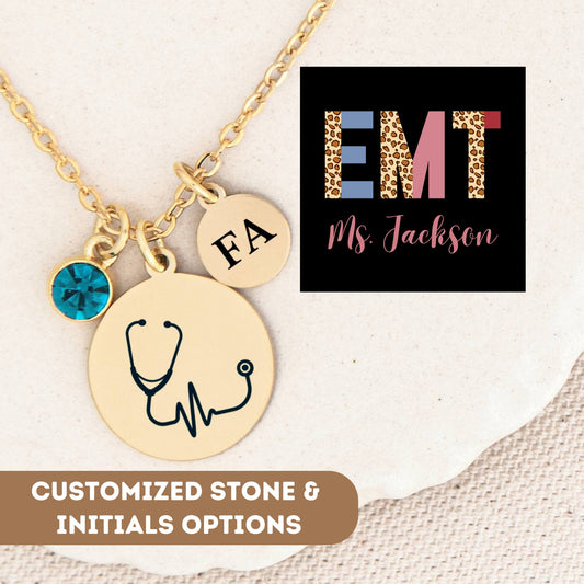 Personalized EMT Nurse Necklace, EMT Nurse Appreciation, Emt Nurse Pendant, Emt Nurse Charm Gift, Gift For Emt Nurse, EMT Nurse Gift