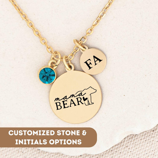 Personalized Mama Bear Necklace, Mama Bear Jewelry, Mama Bear Gift, Mama Bear Pendant Necklace, Mama Bear Charm, Mama Necklace, Dainty Bear