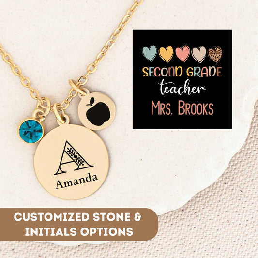 Second Grade Teacher Necklace, 2nd Grade Teacher Gift, 2nd Grade Thank You Teacher, 2nd Grade Teacher Charm, 2nd Grade Teacher Appreciation