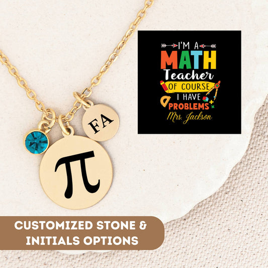 Personalized Math Teacher Necklace, Math Teacher Gift, Math Teacher Appreciation, Math Teacher Charm, Math Teacher Pendant, Math Thank You