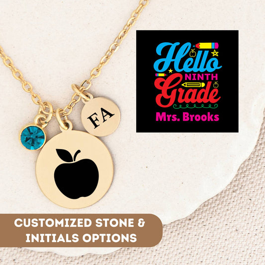 Ninth Grade Teacher Necklace, 9th Grade Teacher Pendant, 9th Grade Thank You Teacher, 9th Grade Teacher Charm, 9th Grade High School Gift