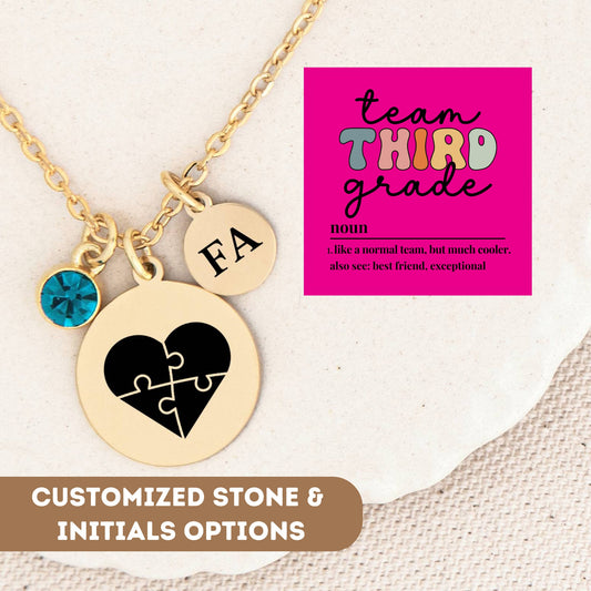 Third Grade Teacher Necklace, 3rd Grade Teacher Pendant, 3rd Grade Thank You Teacher, 3rd Grade Teacher Charm, 3rd Grade Best Teacher Gift