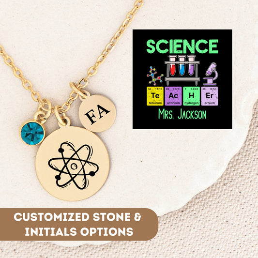 Personalized Science Teacher Necklace, Science Teacher Gift, Science Teacher Appreciation, Science Teacher Charm, Science Teacher Pendant