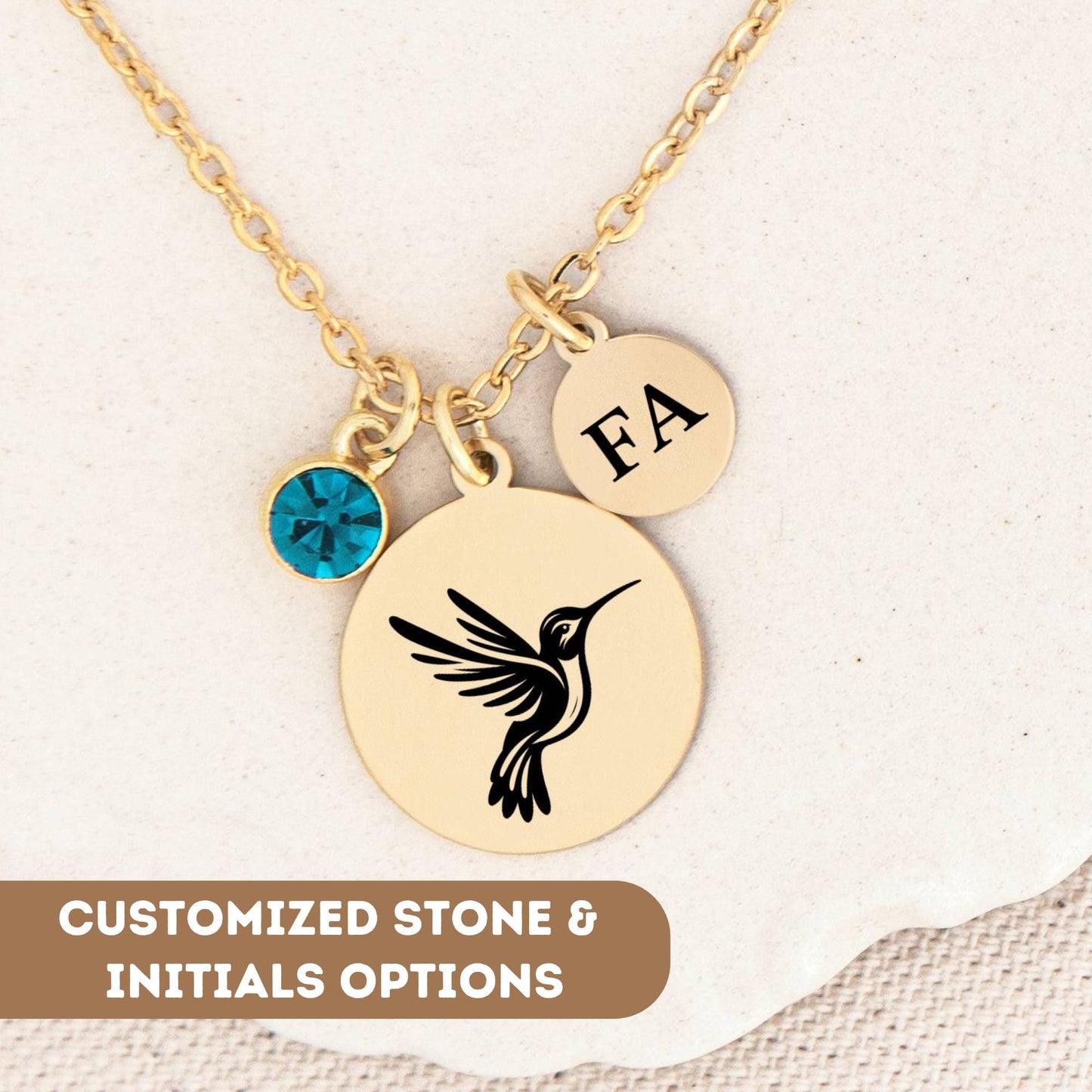 Personalized Hummingbird Necklace, Humming bird Necklace, Hummingbird Jewelry, Hummingbird Charm Gift, Tiny Hummingbird Pendant Necklace