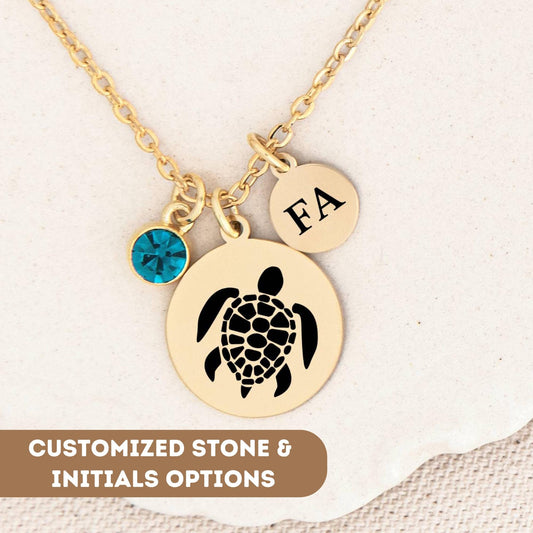 Personalized Dainty Turtle Necklace, Turtle Pendant, Silver Turtle Necklace, Gold Turtle Charm, Sea Turtle Necklace, Sea Turtle Jewelry Gift