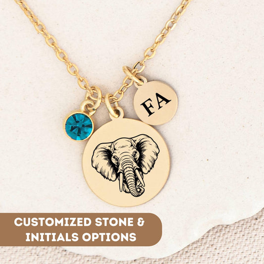 Personalized Dainty Elephant Necklace, Elephant Pendant, Silver Elephant Necklace, Gold Elephant Charm, Elephant Necklace, Elephant Jewelry