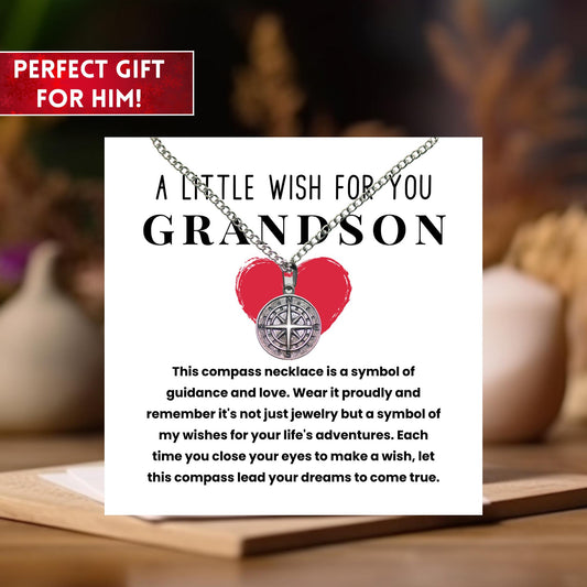 Gift For Grandson Compass Necklace, Grandson Necklace, Grandson Gift For Grandkid, Grandson Gift from Grandma Grandparents To Grandson Gifts