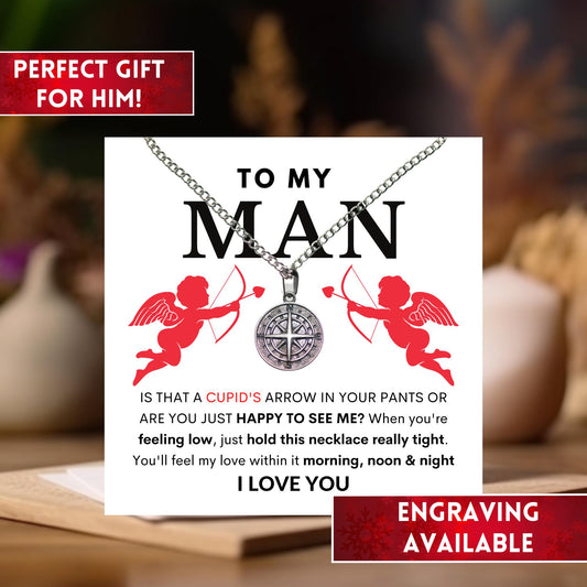 Funny Gift For Boyfriend Compass Necklace, Funny Gift For Men Funny Boyfriend Gift Funny Husband Gift Funny Necklace, Funny Anniversary Gift