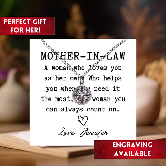 Mother In Law Gift From Bride Compass Necklace, Mother In Law Birthday Gift, Mother In Law Necklace, Gift For Mother In Law Wedding Gift