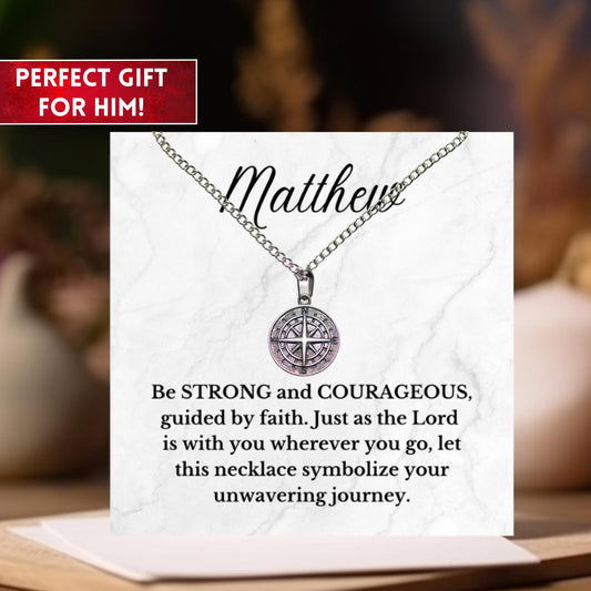Personalized Engraved Compass Necklace, Custom Handwriting Necklace Christmas Gift, Encouragement Gift For Soulmate, Husband, Son & Grandson