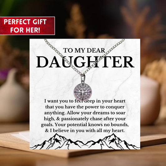 Daughter Gift From Mom Compass Necklace, Gift For Daughter From Mom, Gift For Daughter From Dad, Daughter Birthday Gift, Daughter Graduation