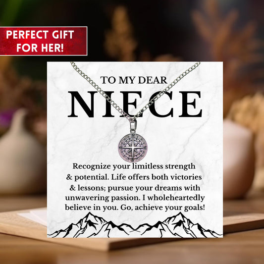 Niece Necklace Motivational Gift Compass Necklace Gift, Encouragement Gift For Women, Niece Birthday Gift From Aunt, Unique Gift For Her