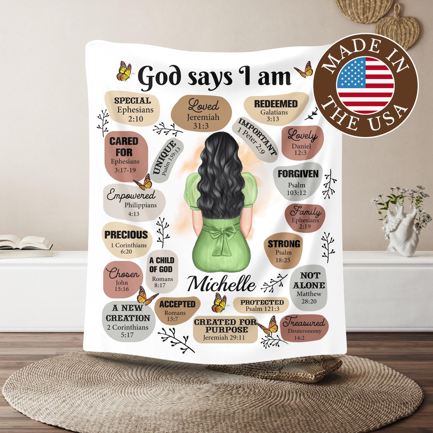 a shower curtain with a picture of a woman&#39;s hair