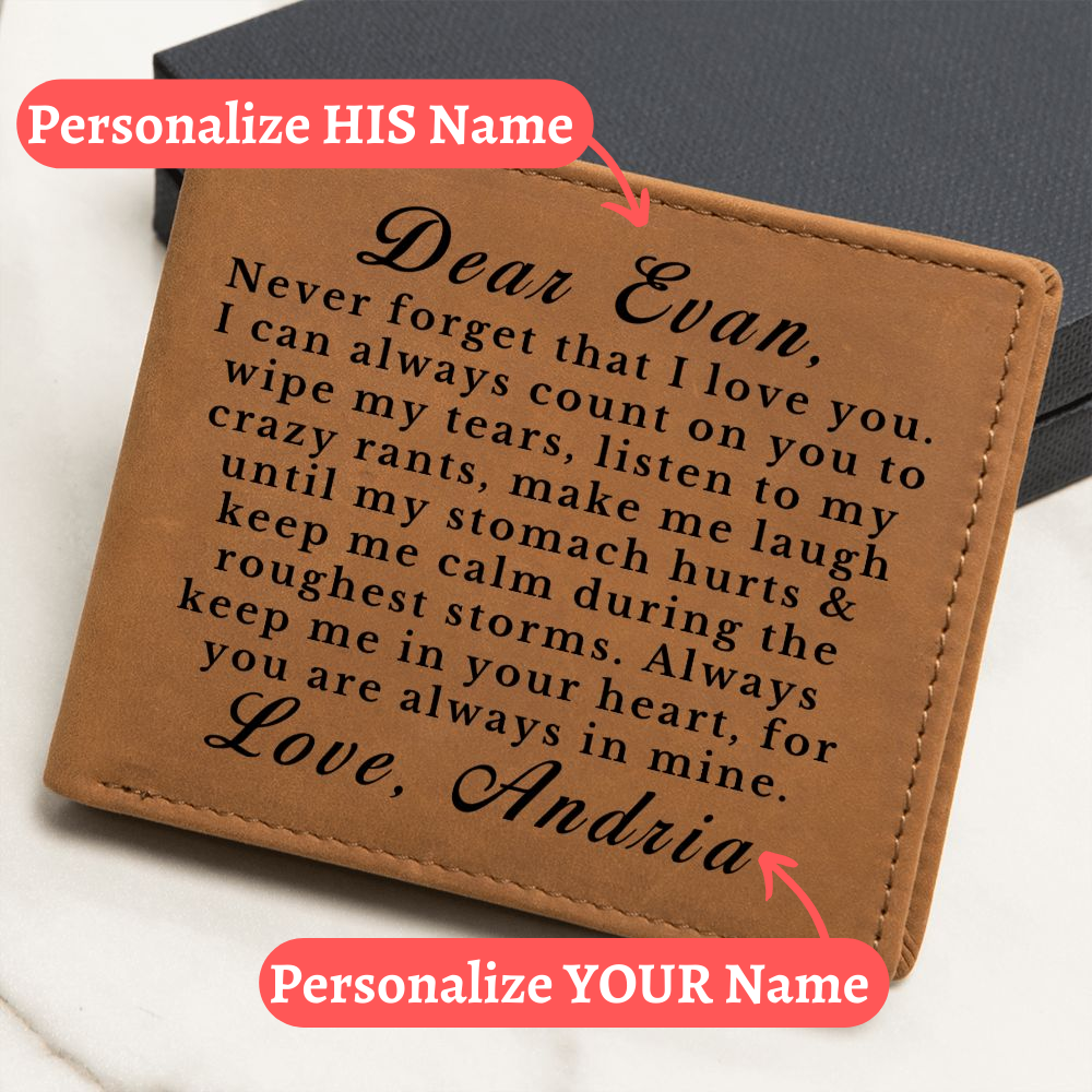 [Almost Sold Out] Personalized Leather Wallet Gift for Boy From Loved One