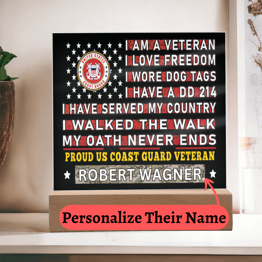 Almost Sold Out - Proud US Coast Guard Veteran - Acrylic Plaque With Stand