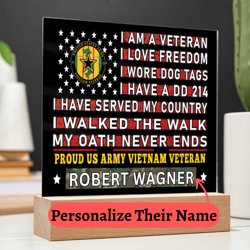 Almost Sold Out - Proud US Air Army Vietnam Veteran - Acrylic Plaque With Stand