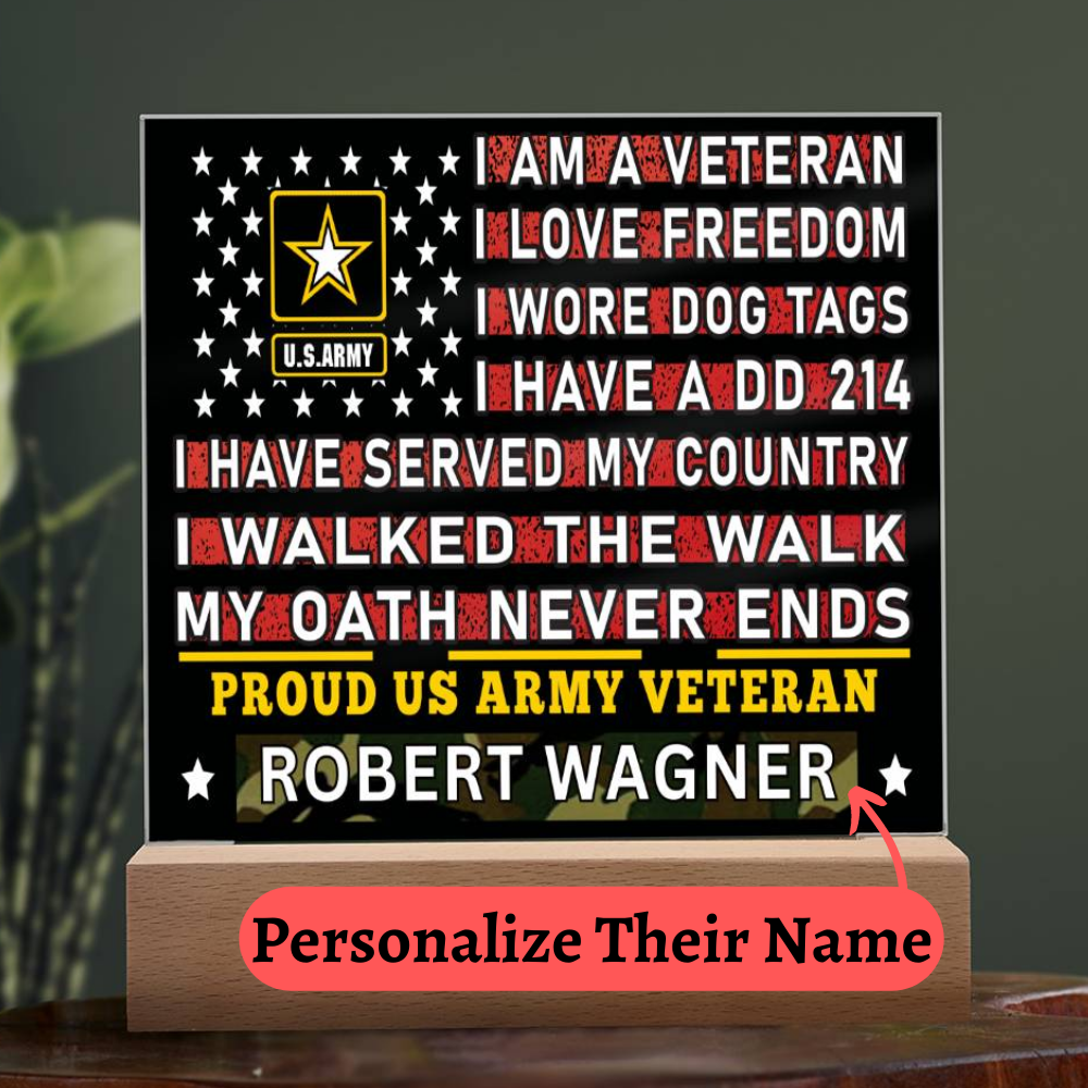 Almost Sold Out - Proud US Air Army Veteran - Acrylic Plaque With Stand