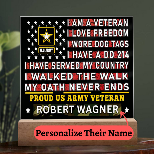 Almost Sold Out - Proud US Air Army Veteran - Acrylic Plaque With Stand