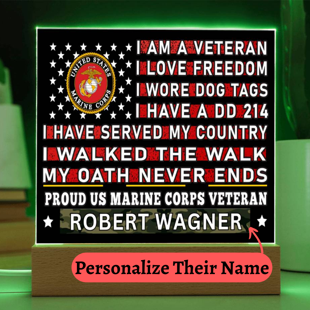 Almost Sold Out - Proud US Marine Corps Veteran - Acrylic Plaque With Stand