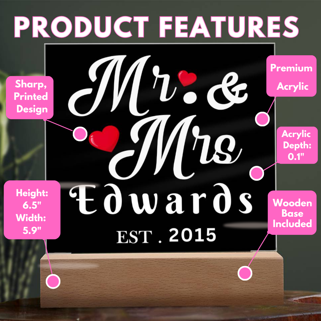 Almost Sold Out - Mr. & Mrs. - Acrylic Plaque With Stand