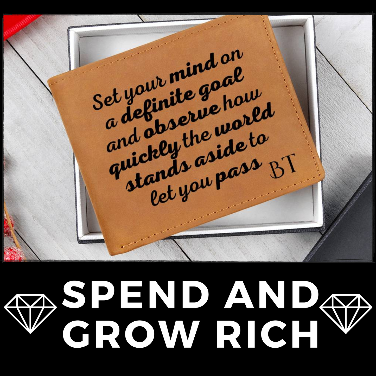[Almost Sold Out] Personalized Set Your Mind To A Goal - Gender Neutral Leather Wallet